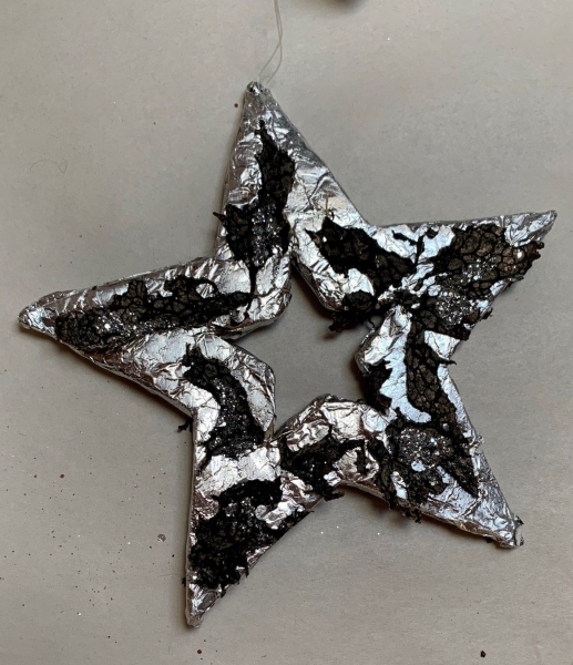 Flechten Stern silber, mit Glitter